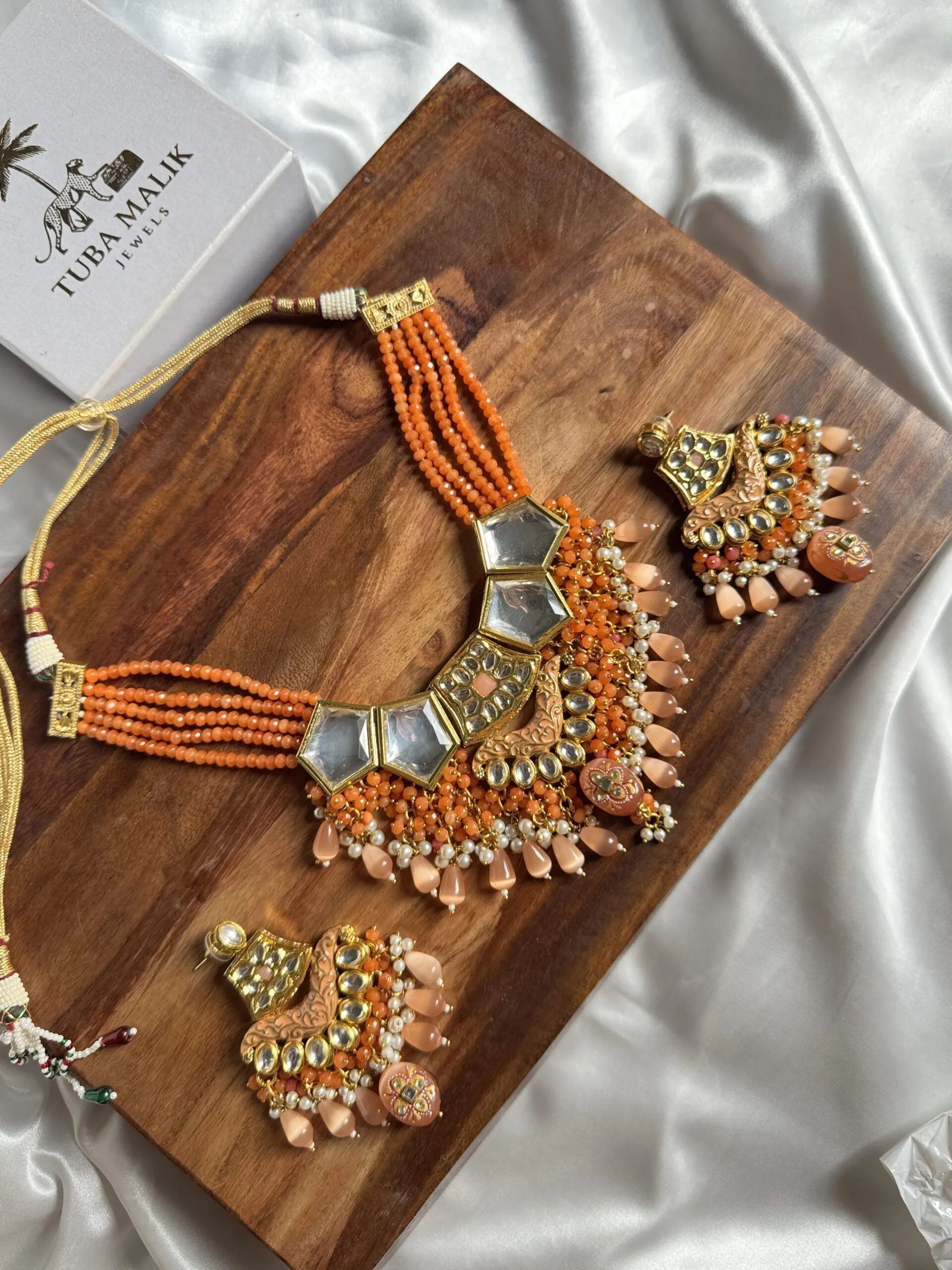 Peach Meenakari Kundan Set - Image 3