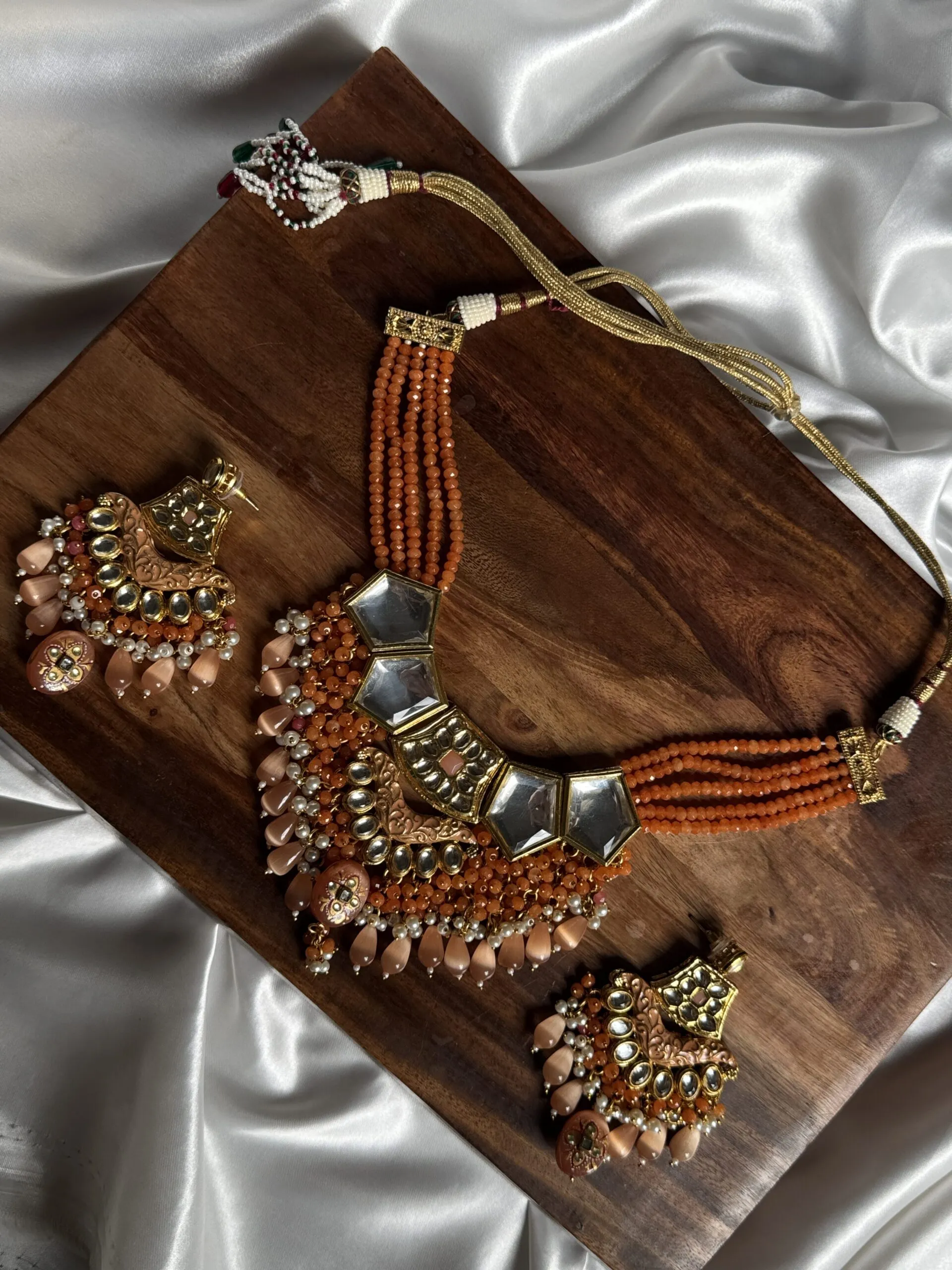 Peach Meenakari Kundan Set - Image 4