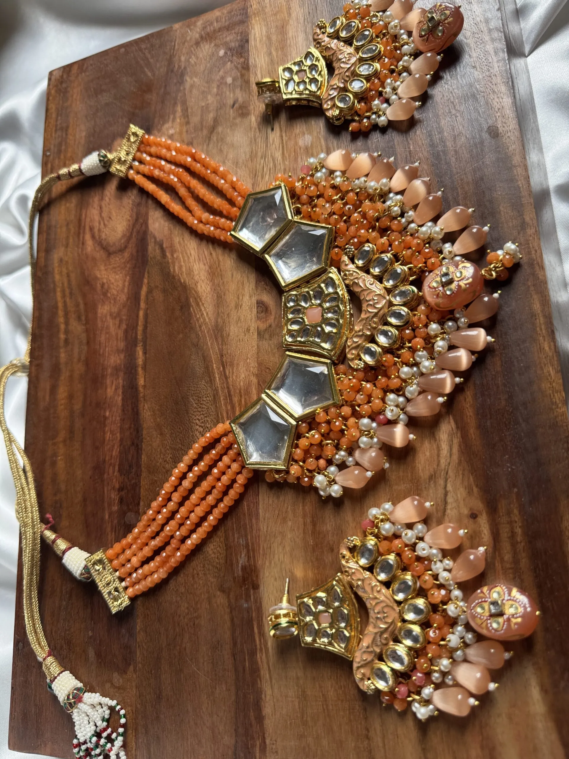 Peach Meenakari Kundan Set - Image 2