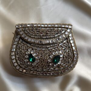 Green Stone Kundan Clutch